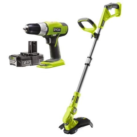 Ryobi RLT1832CD3HS 18V aku strunová kosačka, šírka záberu 25/30cm (1x2.0Ah) + vŕtací skrutkovač ONE+